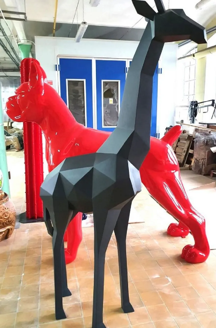 Casa Padrino XXL Deko Skulptur Giraffe Schwarz H. 190 cm