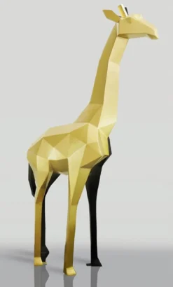 Casa Padrino XXL Deko Skulptur Giraffe Schwarz / Gold H. 200 cm - Abstrakte Garten Deko Figur