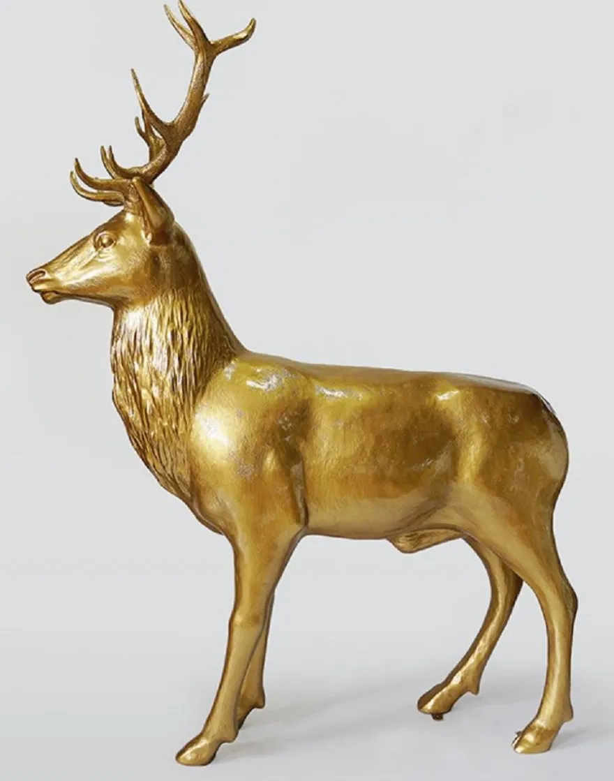 Casa Padrino XXL Deko Skulptur Hirsch Gold 185 x H. 220 cm