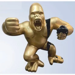 Casa Padrino XXL Deko Skulptur Gorilla Affe Gold / Schwarz 202 x 102 x H. 180 cm