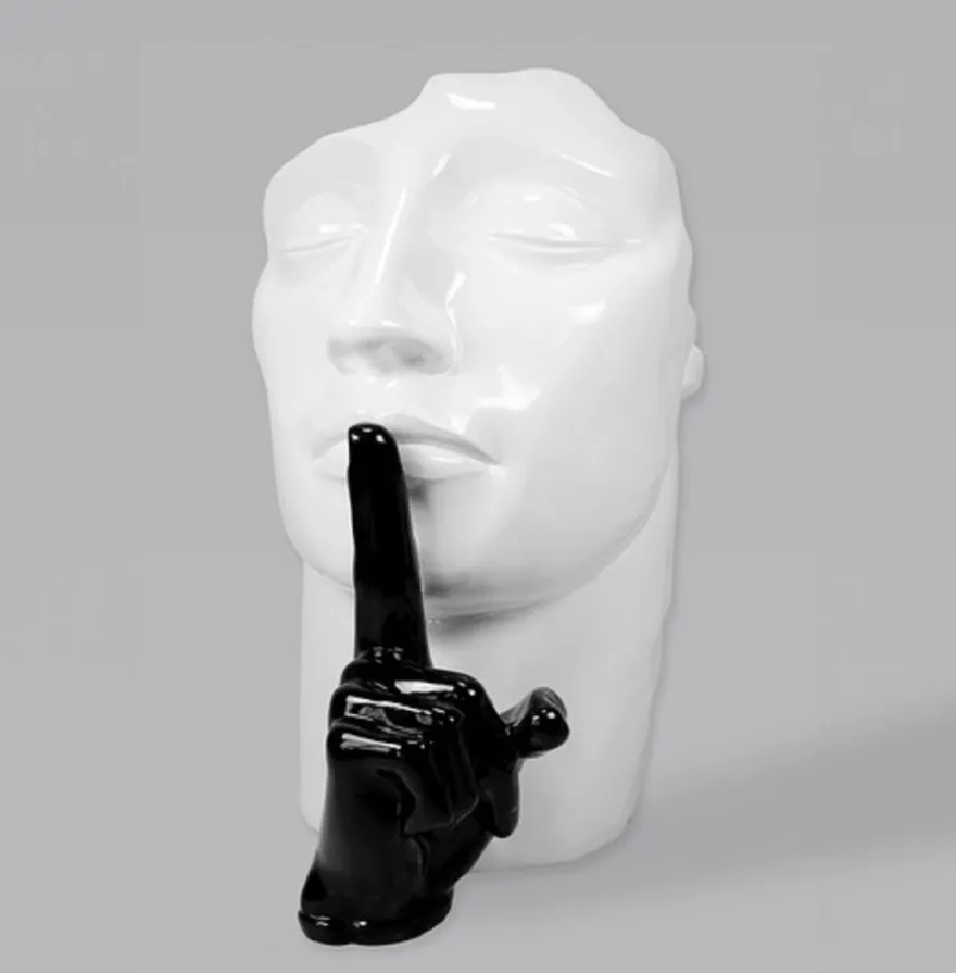 Casa Padrino XXL Deko Skulptur Weiß / Schwarz H. 140 cm