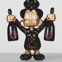 Casa Padrino XXL Deko Skulptur Ente Schwarz / Gold H. 170 cm - Große Deko Figur