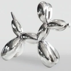 Casa Padrino XXL Deko Skulptur Ballon Hund Silber Chrom 210 cm - Riesige Garten Figur