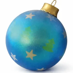 Casa Padrino XXL Deko Weihnachtsbaumkugel Blau / Gold Ø 70 x H. 90 cm - Weihnachts Dekoration