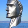 Casa Padrino XXL Edelstahl Garten Deko Skulptur Kopf Silber H. 213 cm