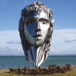Casa Padrino XXL Garten Deko Edelstahl Skulptur Frauenkopf Silber H. 215 cm