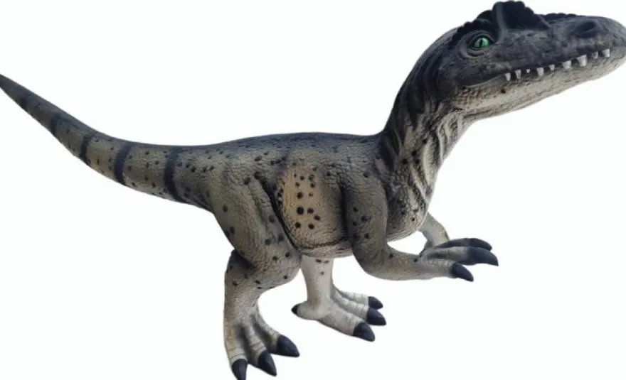 Casa Padrino XXL Garten Deko Skulptur Dinosaurier Grau / Schwarz 215 cm