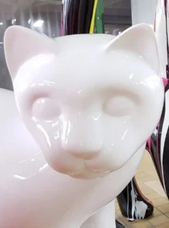 Casa Padrino XXL Garten Deko Skulptur Katze Weiß 150 x H. 188 cm