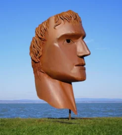 Casa Padrino XXL Stahl Garten Deko Skulptur Kopf Rost H. 213 cm