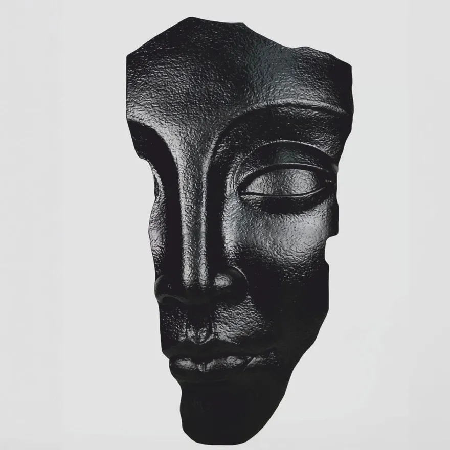 Casa Padrino XXL Wanddeko Skulptur Gesicht Schwarz H. 180 cm - Wohnzimmer & Büro Deko