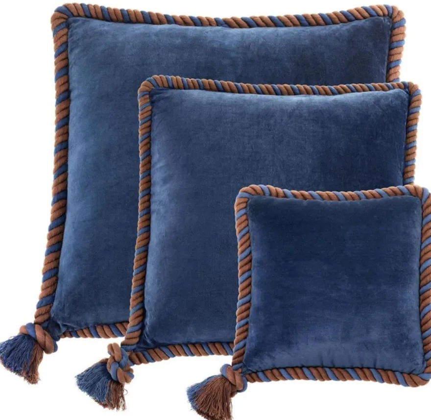 Casa Padrino Zierkissen 3er Set marine blau - Luxus Wohnzimmer / Hotel Kollektion