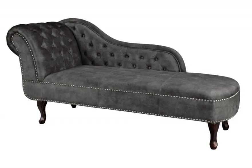 Chesterfield Chaiselongue Dunkelgrau / Braun aus dem Hause Casa Padrino - Wohnzimmer Liege Sofa