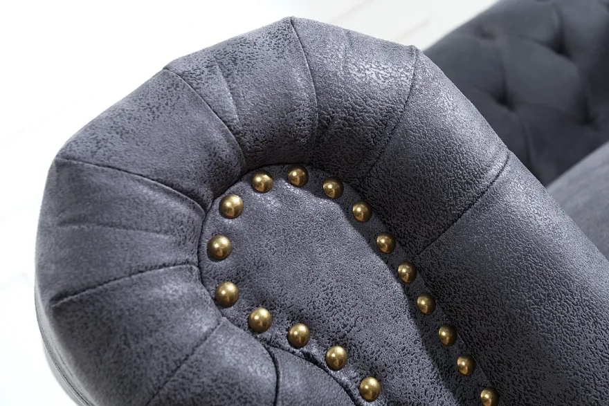 Chesterfield 2er Sofa Antikgrau aus dem Hause Casa Padrino - Wohnzimmer Möbel - Couch