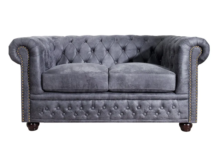 Chesterfield 2er Sofa Antikgrau aus dem Hause Casa Padrino - Wohnzimmer Möbel - Couch