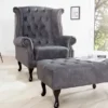 Chesterfield Fußhocker Grau Antik Look aus dem Hause Casa Padrino