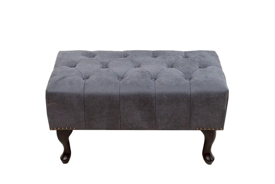 Chesterfield Fußhocker Grau Antik Look aus dem Hause Casa Padrino