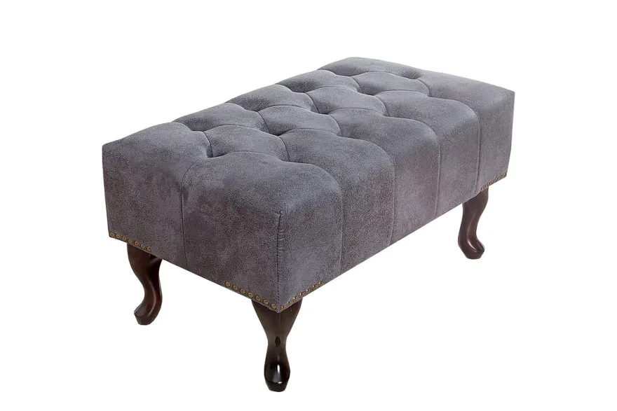 Chesterfield Fußhocker Grau Antik Look aus dem Hause Casa Padrino