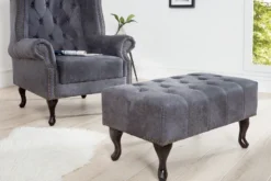 Chesterfield Fußhocker Grau Antik Look aus dem Hause Casa Padrino