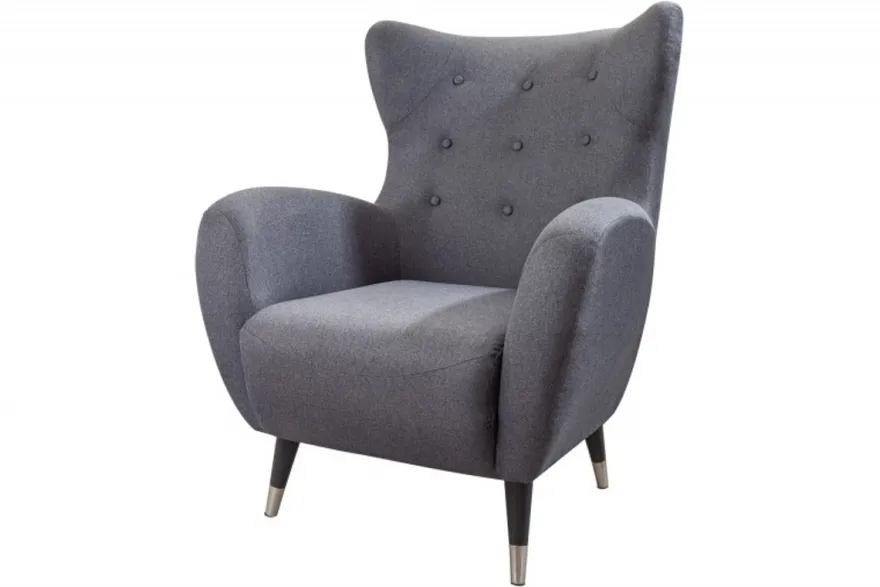 Chesterfield Ohrensessel Grau / Silber / Schwarz von Casa Padrino
