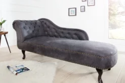 Chesterfield Recamiere / Chaiselongue Antikgrau aus dem Hause Casa Padrino - Wohnzimmer Chaiselongue