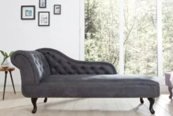 Chesterfield Recamiere / Chaiselongue Antikgrau aus dem Hause Casa Padrino - Wohnzimmer Chaiselongue