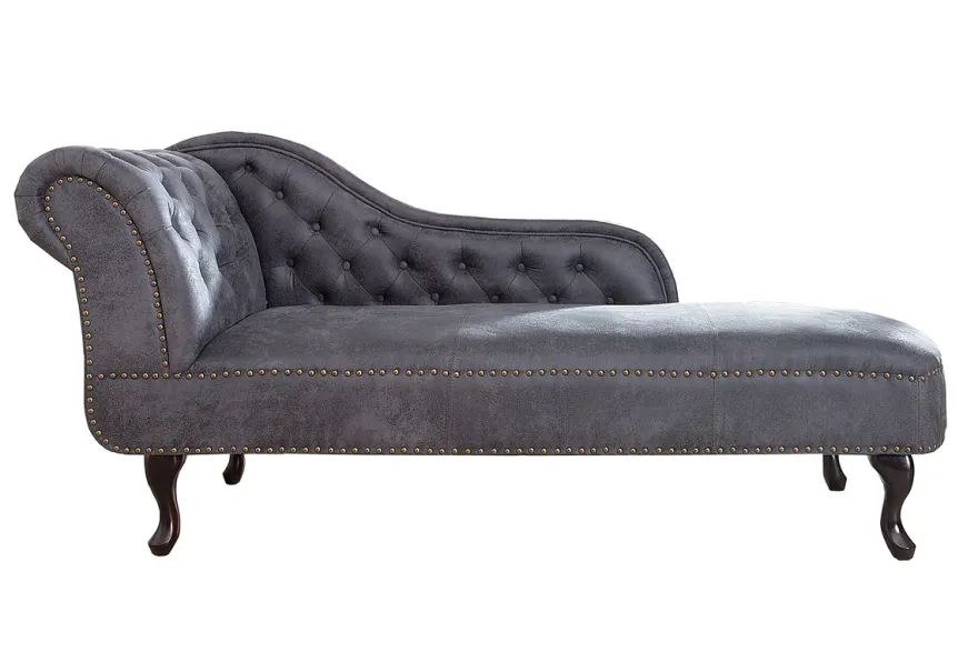 Chesterfield Recamiere / Chaiselongue Antikgrau aus dem Hause Casa Padrino - Wohnzimmer Chaiselongue