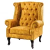 Chesterfield Sessel Antik Gelb / Braun Ohrensessel aus dem Hause Casa Padrino