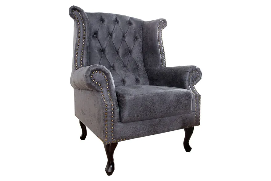 Chesterfield Sessel Antik Grau aus dem Hause Casa Padrino