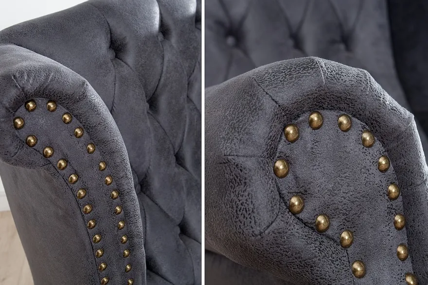 Chesterfield Sessel Antik Grau aus dem Hause Casa Padrino