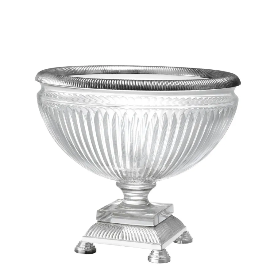 Eichholtz Bowl Burton Versilbert - Glasschale mit Metallrand auf Fuß