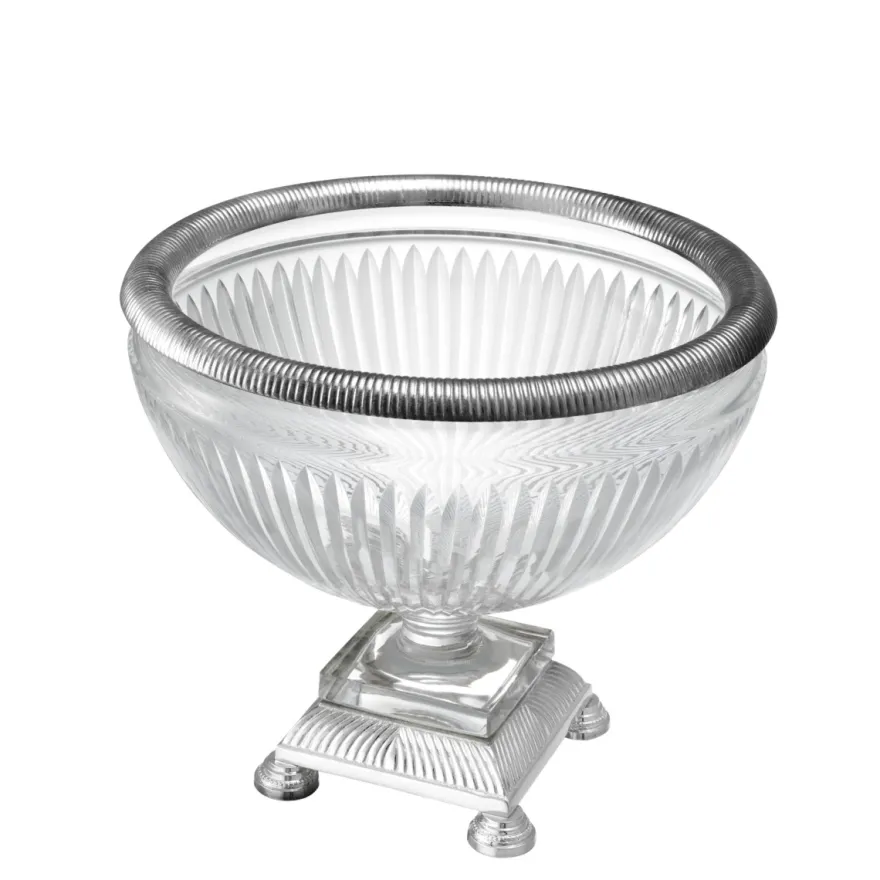 Eichholtz Bowl Burton Versilbert - Glasschale mit Metallrand auf Fuß