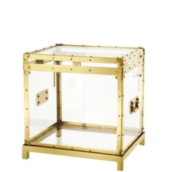 Eichholtz Flightcase Exposed Gold - Beistelltisch aus Acryl mit Messingrahmen und Ständer