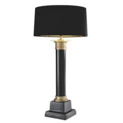 Eichholtz Table Lamp Monaco Schwarz Antik Messing - Tischleuchte im Säulendesign ohne Schirm