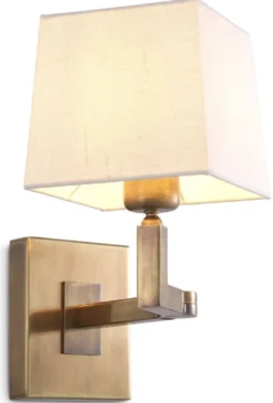Eichholtz Wandleuchte Cambell Vintage Messing 15 x 30 x H. 28 cm - Wandlampe mit Schwenkarm und Lampenschirm