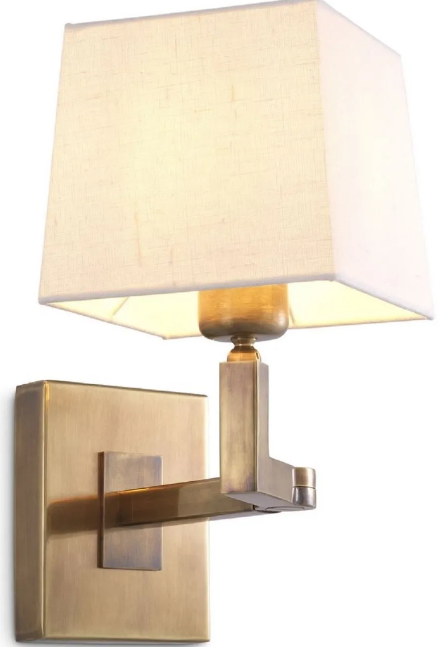 Eichholtz Wandleuchte Cambell Vintage Messing 15 x 30 x H. 28 cm - Wandlampe mit Schwenkarm und Lampenschirm