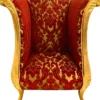 Extravaganter Pompöös by Casa Padrino Luxus Designer Sessel von Harald Glööckler Bordeauxrot Bouquet Muster / Gold - Pompööser Barock Sessel