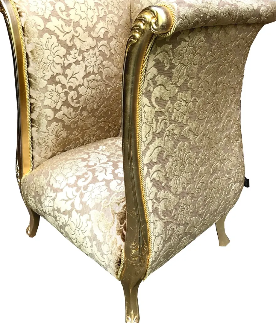 Extravaganter Pompöös by Casa Padrino Luxus Designer Sessel von Harald Glööckler Gold Bouquet Muster / Gold - Pompööser Barock Sessel