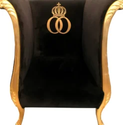 Extravaganter Pompöös by Casa Padrino Luxus Designer Sessel von Harald Glööckler Schwarz / Gold - Pompööser Barock Sessel