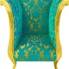 Extravaganter Pompöös by Casa Padrino Luxus Designer Sessel von Harald Glööckler Türkis Bouquet Muster / Gold - Pompööser Barock Sessel