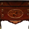 Französische Antik Stil Kommode Intarsien Braun mit weißer Marmorplatte - Barock Möbel