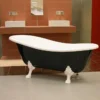 Freistehende Luxus Badewanne Jugendstil Roma Schwarz/Weiß/Weiß 1470mm - Barock Antik Badezimmer
