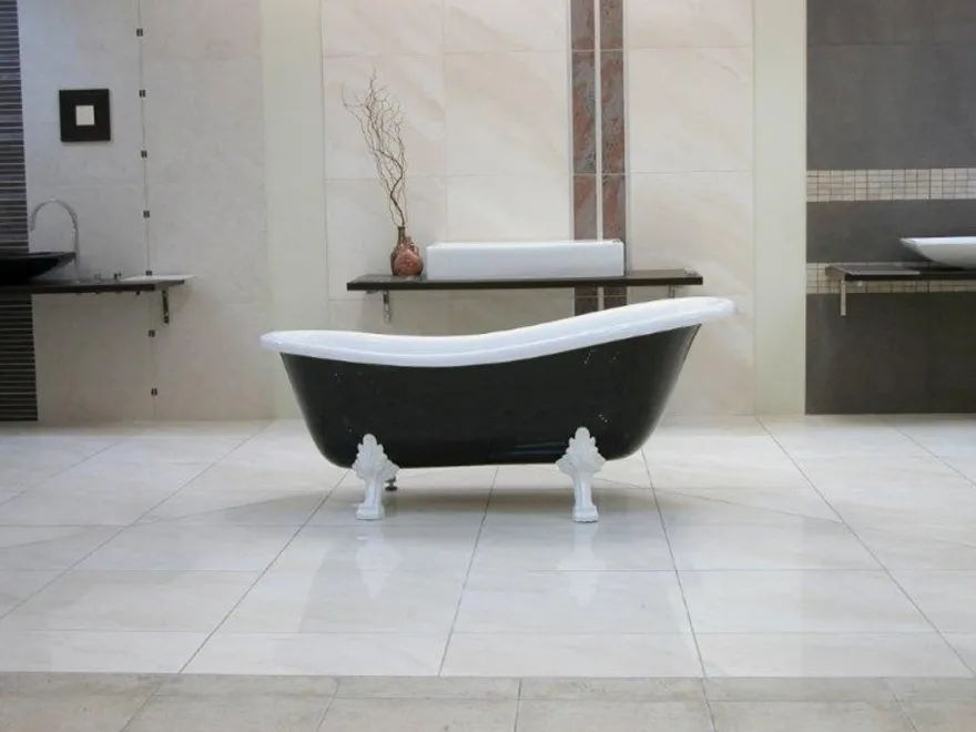Freistehende Luxus Badewanne Jugendstil Roma Schwarz/Weiß/Weiß 1470mm - Barock Antik Badezimmer