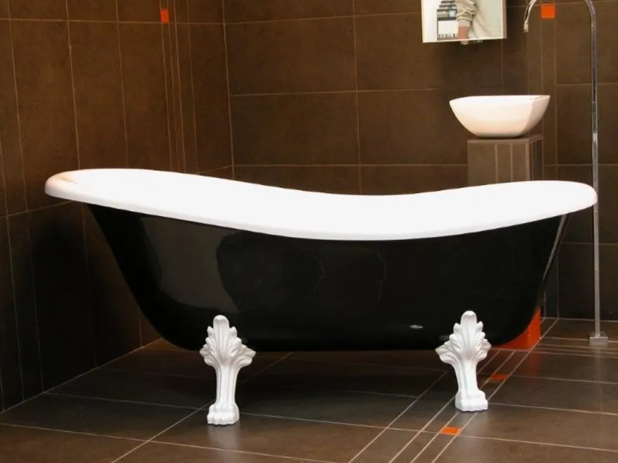 Freistehende Luxus Badewanne Jugendstil Roma Schwarz/Weiß/Weiß 1470mm - Barock Antik Badezimmer
