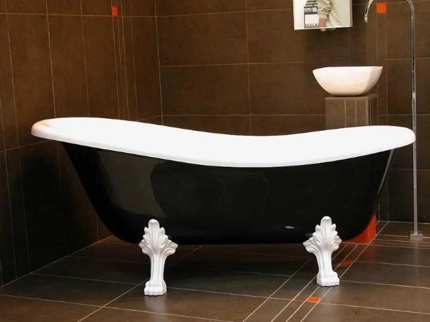 Freistehende Luxus Badewanne Jugendstil Roma Schwarz/Weiß/Weiß 1470mm - Barock Antik Badezimmer