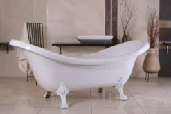 Freistehende Luxus Badewanne Jugendstil Venedig Weiß/Weiß 2020 mm - Barock Badezimmer - Retro Antik Badewanne