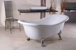 Freistehende Luxus Badewanne Jugendstil Paris Weiß/Silber 1880mm - Barock Badezimmer