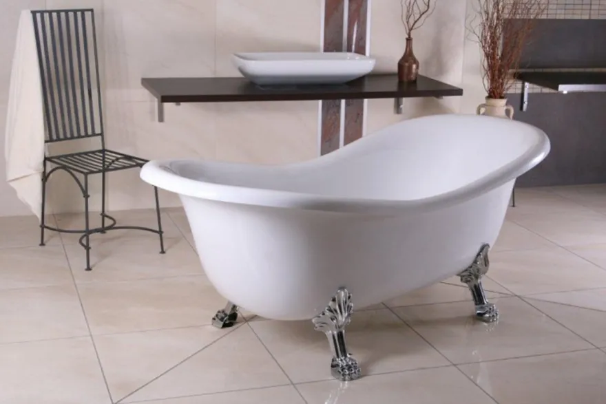 Freistehende Luxus Badewanne Jugendstil Paris Weiß/Silber 1880mm - Barock Badezimmer