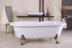 Freistehende Luxus Badewanne Jugendstil Milano Weiß/Altgold - Barock Badezimmer