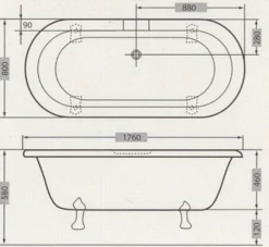 Freistehende Luxus Badewanne Jugendstil Milano Weiß/Altgold - Barock Badezimmer