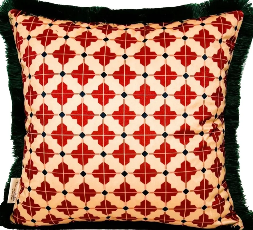 Frida Kahlo by Casa Padrino Luxus Deko Kissen mit Strass Steinen Rot / Bunt
